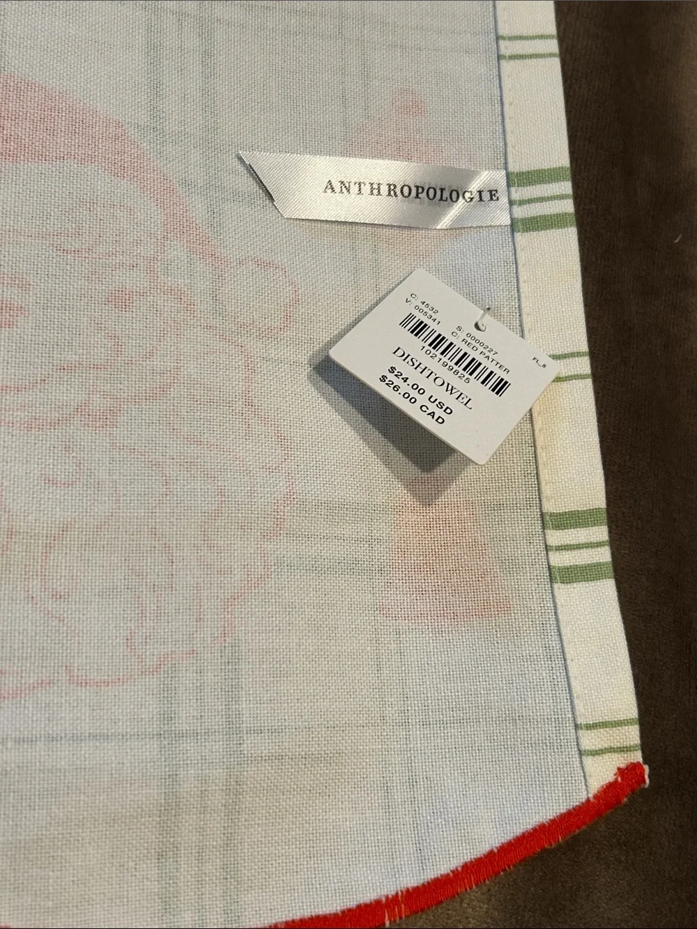 Anthropologie Vintage-Inspired Tartan Santa Dish Towel